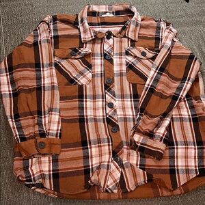 Maurices Women's Brown Plaid Button Down Shacket